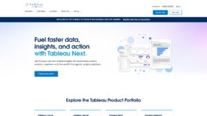 A screenshot of the Tableau landing page