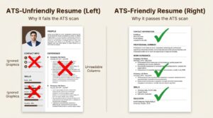 Comparison of an ATS-unfriendly CA resume with a properly formatted CA resume
