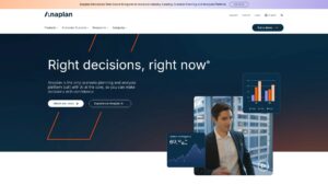 A screenshot of the Anaplan website, an enterprise-grade platform that provides AI for FP&A.