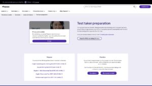 A screenshot of the official Pearson Versant test page