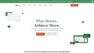 A screenshot of the Vena Solutions website, a leading tool for AI for FP&A that integrates with Microsoft products.