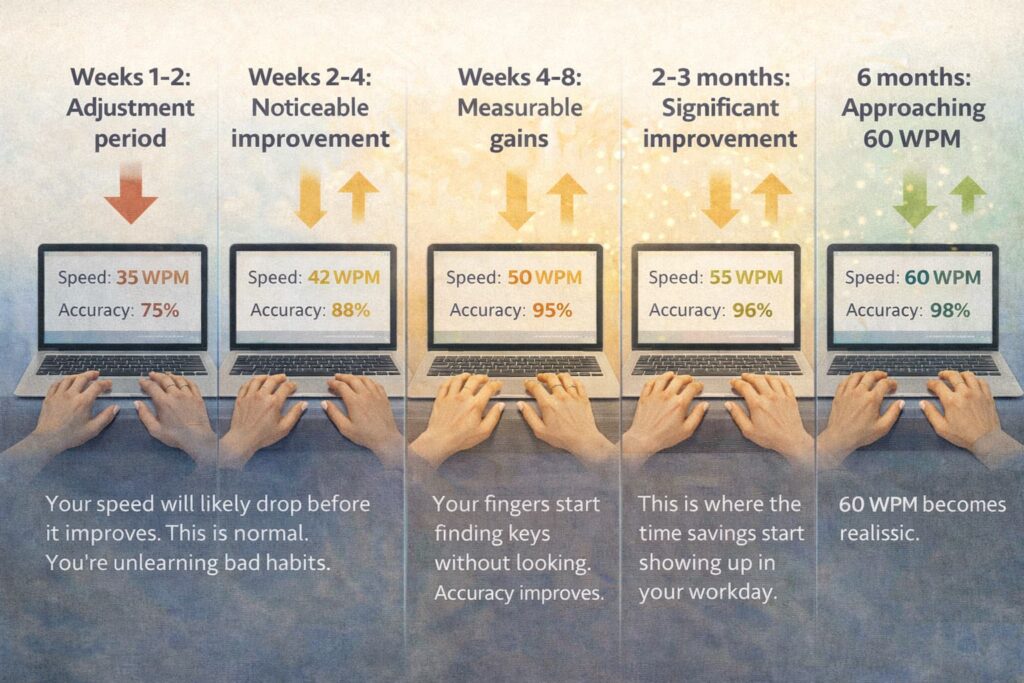 Typing improvement journey over six months