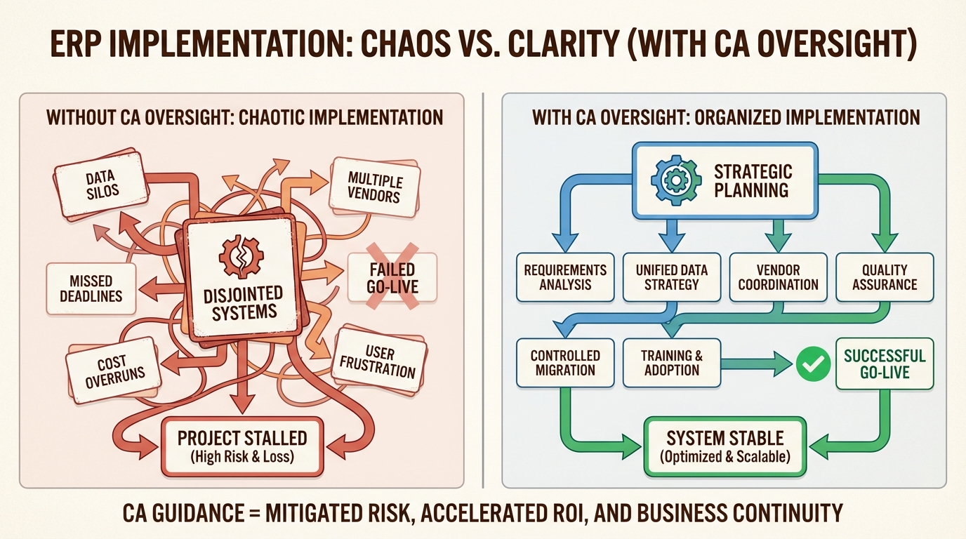 Proper CA involvement transforms ERP migration from risky to controlled
